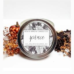 4 Oz Natural Soy Candle Spruce Scented - Tin Pine Fall Scents Autumn Gift Idea