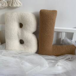 Faux Fur Boucl?? Letter Pillow Personalized Monogram Cushion - thumbnail 2