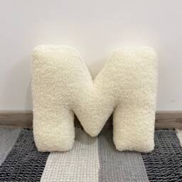 Faux Fur Boucl?? Letter Pillow Personalized Monogram Cushion - thumbnail 4
