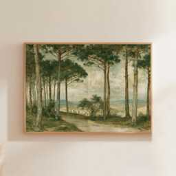 Pine Forest Poster, Woodland Path Print, Nature Wall Art, Paper - thumbnail 1