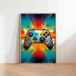 Gaming Print Set - 3 Vibrant Gamer Posters - Boys Bedroom Decor Gift Artwork Girls Room Kids Video Game Wall Art Design - thumbnail 2