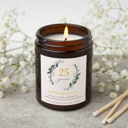 Personalised Anniversary Candle Gift Botanical Design, Soy Wax - thumbnail 1