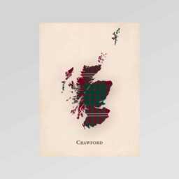 Clan Crawford Scottish Tartan Map - Of Scotland Family Wall Decor, Ready To Hang - thumbnail 2