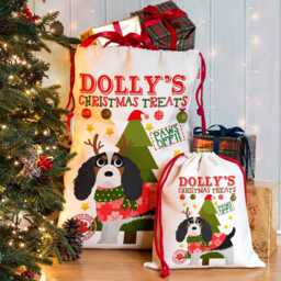 Personalised Cavalier King Charles Spaniel Christmas Sack Dog Treat Stocking Xmas Puppy Present New Pup Gift Ecds19 - thumbnail 2