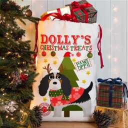 Personalised Cavalier King Charles Spaniel Christmas Sack Dog Treat Stocking Xmas Puppy Present New Pup Gift Ecds19 - thumbnail 3