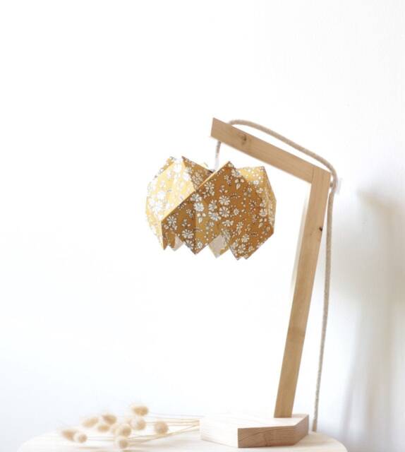 Summer Light - Handcrafted Wooden Table Lamp With Origami Cotton Lampshade - image 1