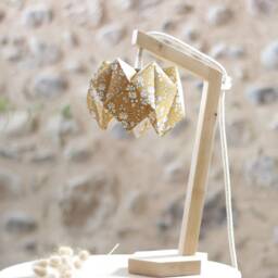 Summer Light - Handcrafted Wooden Table Lamp With Origami Cotton Lampshade - thumbnail 3