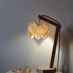 Summer Light - Handcrafted Wooden Table Lamp With Origami Cotton Lampshade - thumbnail 2