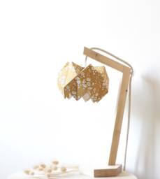 Summer Light - Handcrafted Wooden Table Lamp With Origami Cotton Lampshade - thumbnail 1