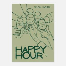 Happy Hour Wall Art Physical Print - Aesthetic Poster Sage Green Bar Cart Cocktail Gifts For Her - thumbnail 1