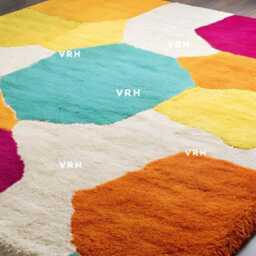 New Colorful Luxury Handmade Wool Tufted Oushak Rug, Modern Bedroom Rugs, Pastel Area Carpet, Scalloped Edge, Home Decor Carpets - thumbnail 4