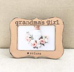 Personalized Grandma's Girl Picture Frame Hand Stamped Vintage Decor - thumbnail 1