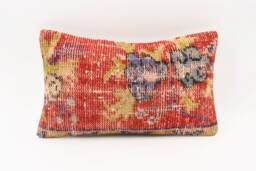 12x20 Turkish Kilim Pillow Cover Handmade Vintage Wool Carpet Cushion - thumbnail 1