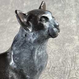 Small Bronze Cat Sculpture Tuxedo Kitty, Original Art - thumbnail 3