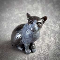 Small Bronze Cat Sculpture Tuxedo Kitty, Original Art - thumbnail 1