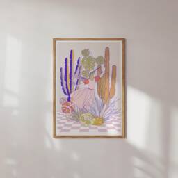 Hummingbird Lady Terrarium Art Print Surreal Botanical Decor - thumbnail 1