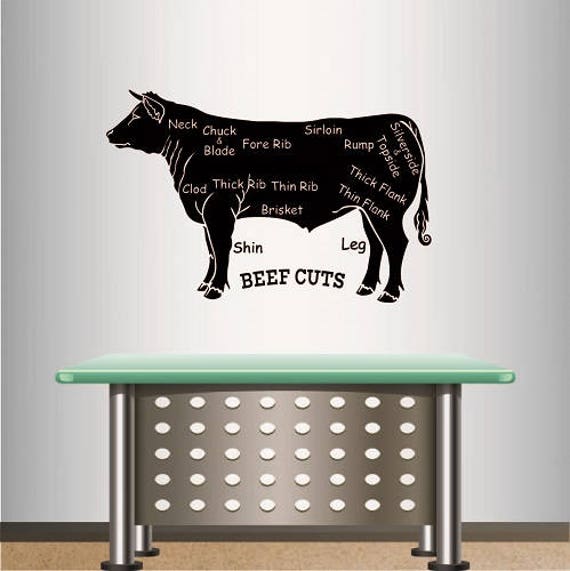 In-Style Decals Wall Vinyl Decal Home Decor Art Sticker Beef Cuts Butcher Shop Meat Cow Cattle Animal Any Room Removable Mural Design 701 - image 1