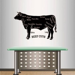 In-Style Decals Wall Vinyl Decal Home Decor Art Sticker Beef Cuts Butcher Shop Meat Cow Cattle Animal Any Room Removable Mural Design 701 - thumbnail 1