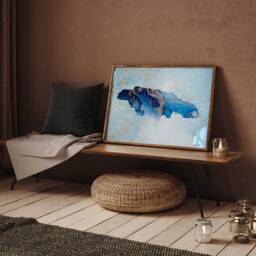 Jamaica Map Shades Of Blue & Silver Wall Art Print - thumbnail 2
