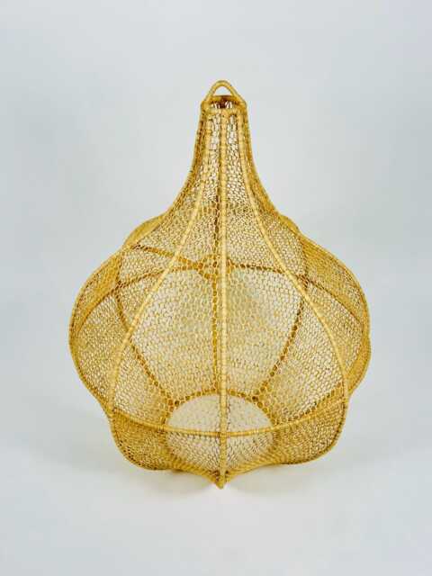 Moroccan Handmade Rattan Lampshade - Large 4-Tier Wicker & Raffia Pendant Light, Boho Straw Ceiling Shade - image 1