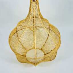 Moroccan Handmade Rattan Lampshade - Large 4-Tier Wicker & Raffia Pendant Light, Boho Straw Ceiling Shade - thumbnail 3
