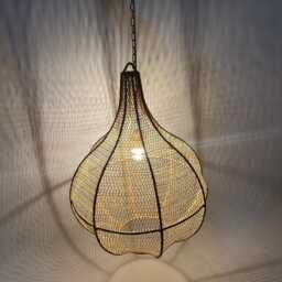 Moroccan Handmade Rattan Lampshade - Large 4-Tier Wicker & Raffia Pendant Light, Boho Straw Ceiling Shade - thumbnail 4
