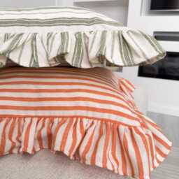 Ruffled Pillow Sham Cotton Case With Ruffle Linen Textured Cushion Cover Frill, 8 Colour Option - All Sizes - thumbnail 4