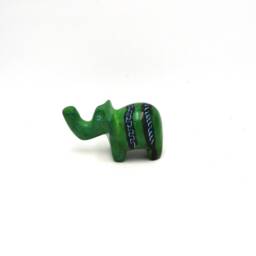 Hand Carved Stone Elephant Figurine, Green African Ornament - thumbnail 3