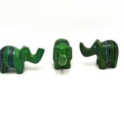 Hand Carved Stone Elephant Figurine, Green African Ornament - thumbnail 4