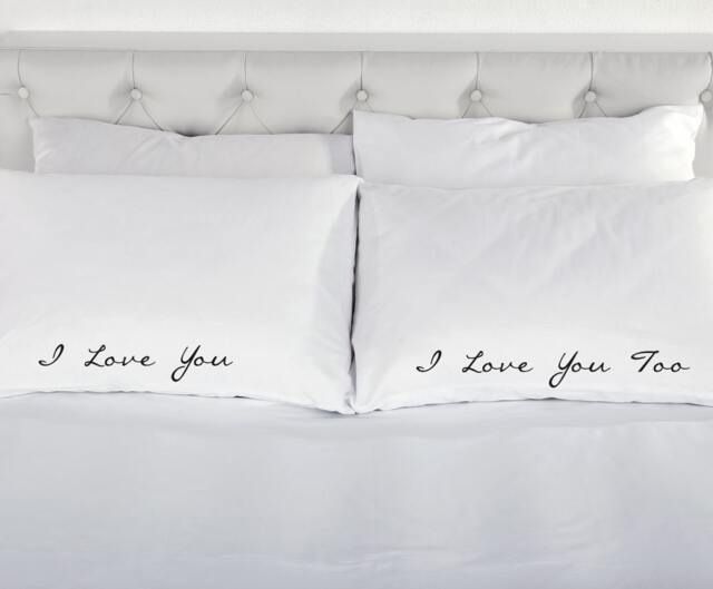 I Love You Too Pillowcases Printed Pillow Case Wedding Engagement Marriage Valentines Day Bed 200 Thread Count 100% Cotton Excellent Quality