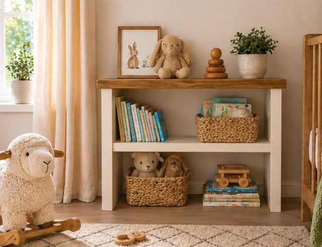 Nursery Shelf Unit - Wooden Baby Room Storage Kids Book & Toy Montessori Furniture Handmade Shelving - image 1