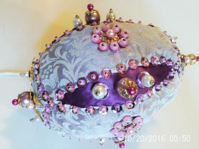 Antique Look Original Shatterproof Handmade Hand Beaded Christmas Ornament Gift - image 1