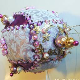Antique Look Original Shatterproof Handmade Hand Beaded Christmas Ornament Gift - thumbnail 2
