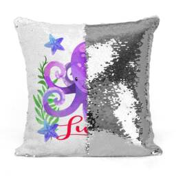 Personalized Octopus Mermaid Sequin Flip Pillow, Custom Sea Life Octopus Pillow - thumbnail 3