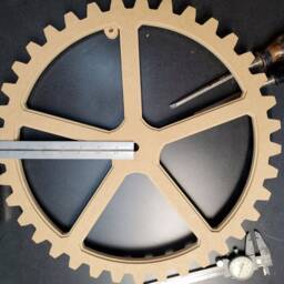 16 Inch Wooden Gear 1/2 Thick Industrial Wall Decor, Steampunk Wall, Farm Art - thumbnail 3