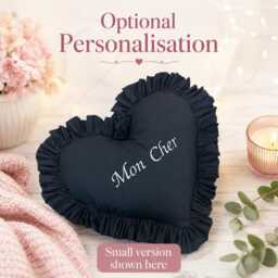 Personalised Luxury Black Frilled Heart Cushion Decor Plush Pillow Decorative Throw + Ruffles - thumbnail 2