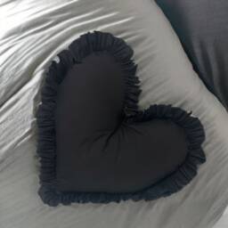 Personalised Luxury Black Frilled Heart Cushion Decor Plush Pillow Decorative Throw + Ruffles - thumbnail 3