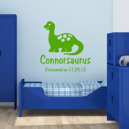 Dinosaur Decal, Personalized Vinyl Boy Name Monogram, Dinosaur Wall Art, Stegosaurus Decal - thumbnail 1