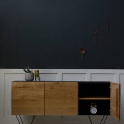 Konk ??? Oak & Steel Credenza [Large] Bespoke Sizes Available Mid Century Solid Wood Industrial Sideboard, Handmade Console Cabinet - thumbnail 2
