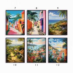 Dominican Republic Poster Set, Caribbean Travel Prints, Floral Art, Latin Decor, Folk Art Poster, Tropical Gift, A1/A2/A3/A4 - thumbnail 2