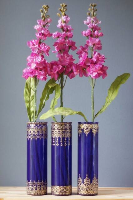 Boho Housewarming Gift For Her, Bohemian Glass Vase, Mehndi Decor, Moroccan Decor - image 1