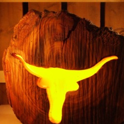 Longhorn Lamp, Made From Cherry Wood & Resin. Country Farmhouse Themed Lamp - thumbnail 3