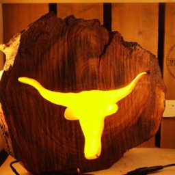 Longhorn Lamp, Made From Cherry Wood & Resin. Country Farmhouse Themed Lamp - thumbnail 2