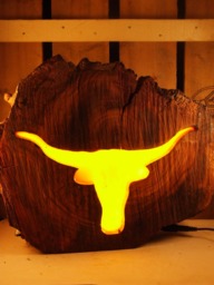 Longhorn Lamp, Made From Cherry Wood & Resin. Country Farmhouse Themed Lamp - thumbnail 1