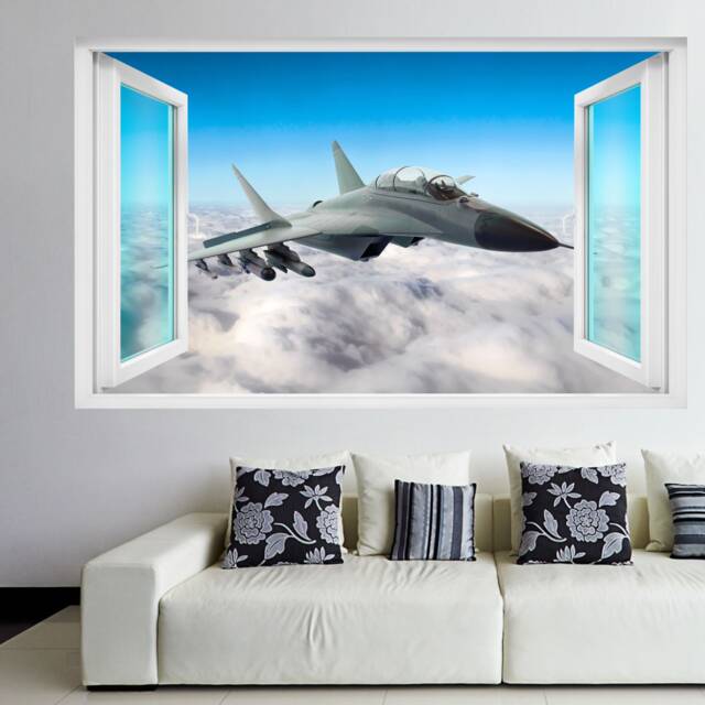 Jet Aircraft Military Wall Sticker Mural Decal Poster Print Art Kids Bedroom Home Decor Ek18 - image 1