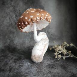 Textile Mushroom Sculpture Handmade Amanita Home Decor - thumbnail 3