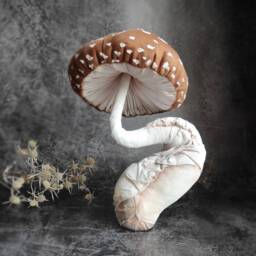 Textile Mushroom Sculpture Handmade Amanita Home Decor