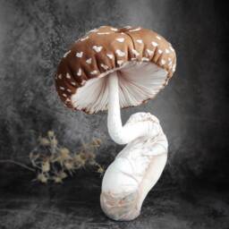 Textile Mushroom Sculpture Handmade Amanita Home Decor - thumbnail 2