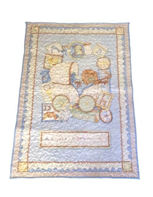 Baby Quilt, Bedding, Boy's Nursery, Boy Play Mat, Blanket, Comforter, Crib Cot Wrap - image 1