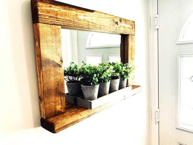 English Oak Waxed Handmade Rustic Mirror - Solid Wooden Frame D??cor - image 1